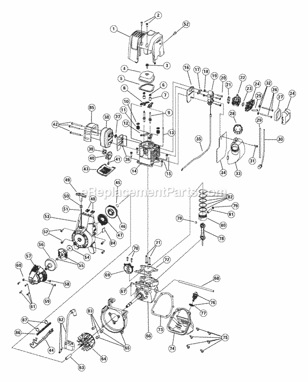 Engine Diagram and Parts List for CC4075 41ADC47C712 Cub Cadet Trimmer